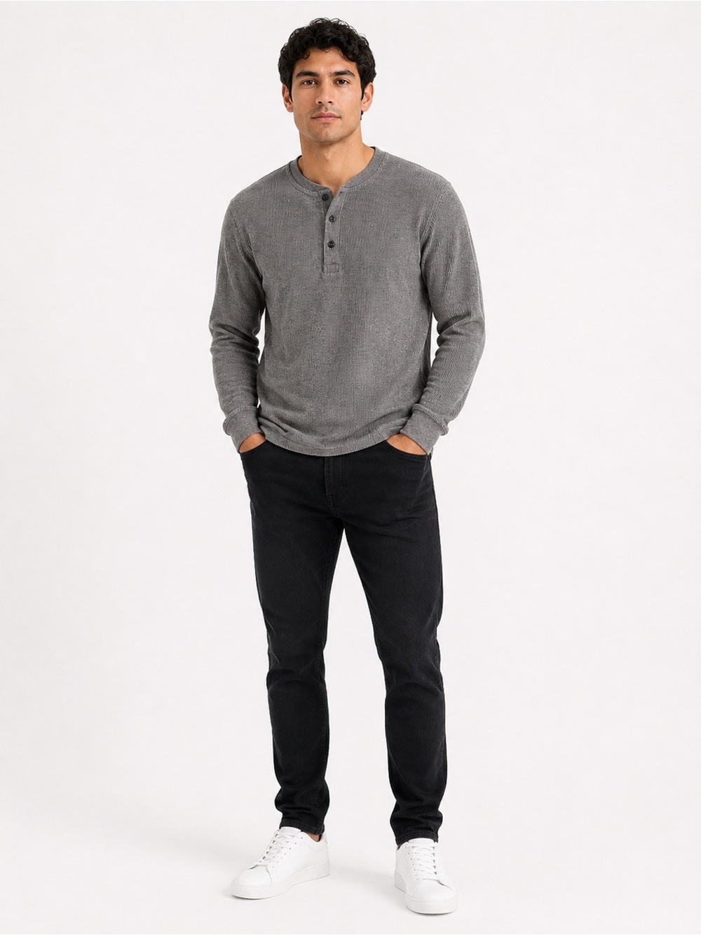 Banana Republic Gray Long Sleeve Henley Shirt